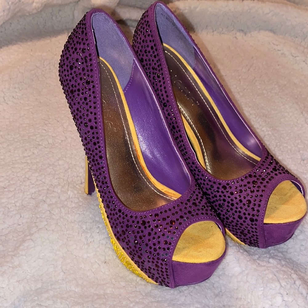 Glitter Platform Stilettos Sky High and Sexy! Purple Size 8.5